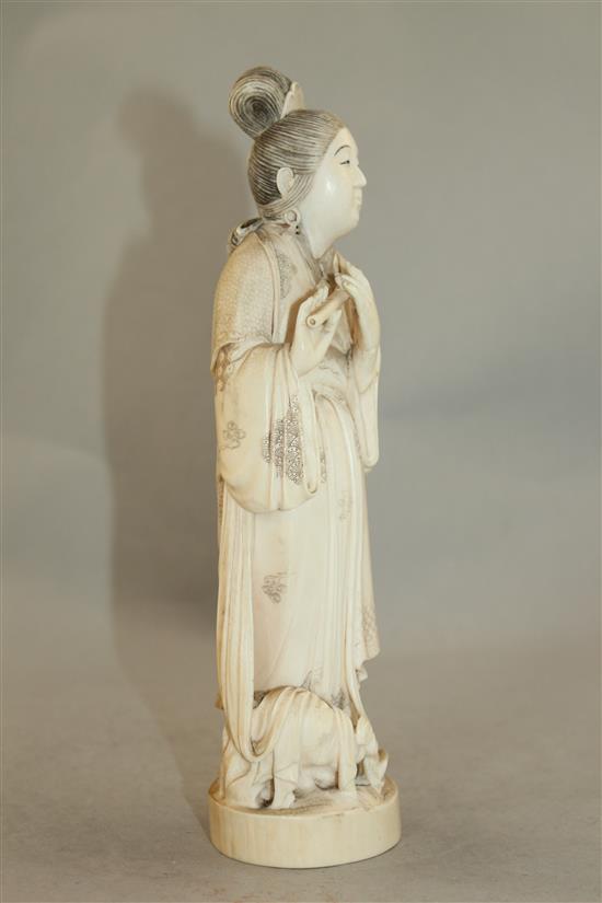 A Japanese ivory figure of Benten, early 20th century, 23.5cm, loss to flute